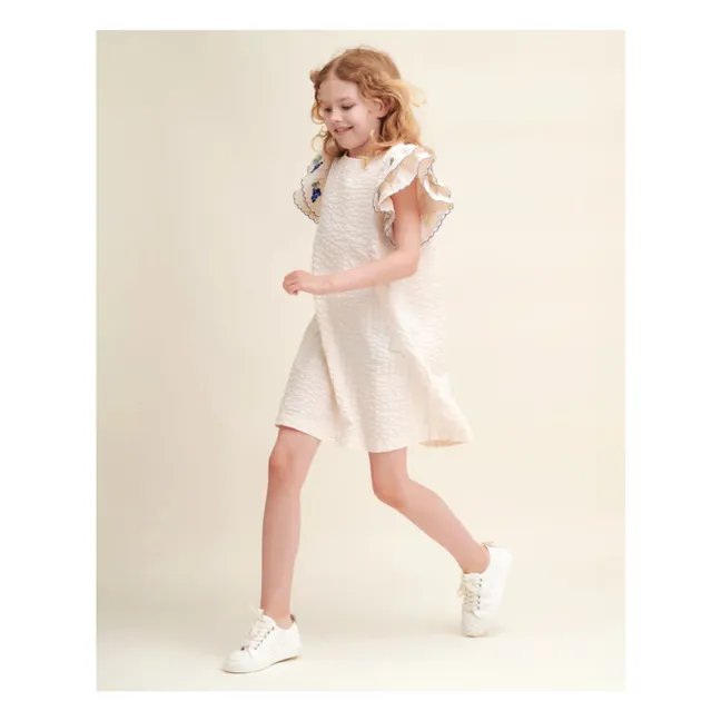 Kleid Traube Rüschen mit Waffelmuster | Seidenfarben