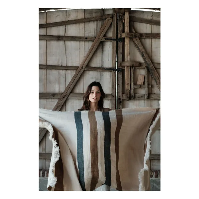 Dakota Stripe beach towel | Ecru
