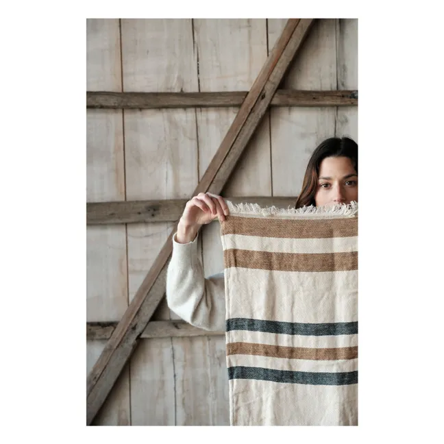 Dakota Stripe beach towel | Ecru
