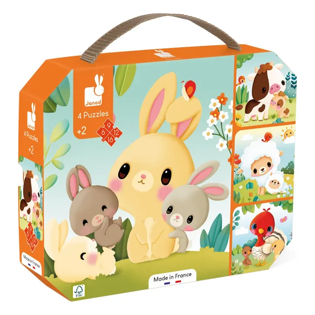 Puzzles evolutivos Animales de granja - 4 puzzles