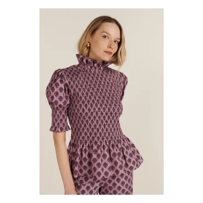 Short-sleeved blouse Aleria Flowers | Purple