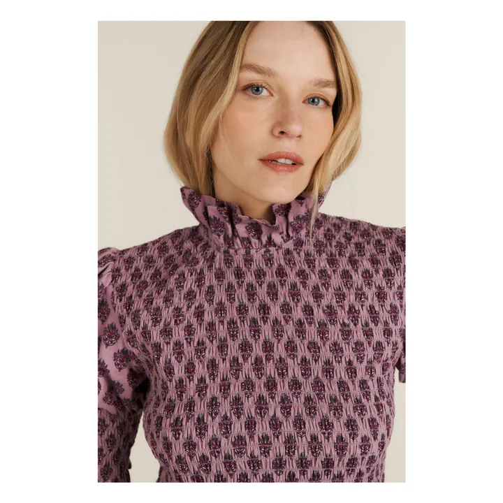 Blouse Manches Courtes Aleria Fleurs | Violet- Image produit n°4