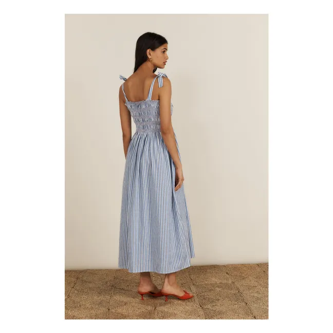 Vestido de rayas rubí | Azul
