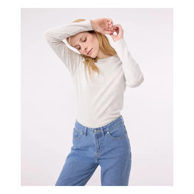 T-Shirt Manches Longues Coton Bio | Gris chiné