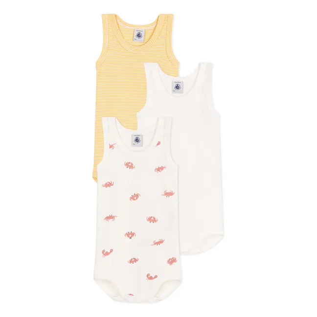 Lot 3 Bodies Crabe Coton Bio | Jaune