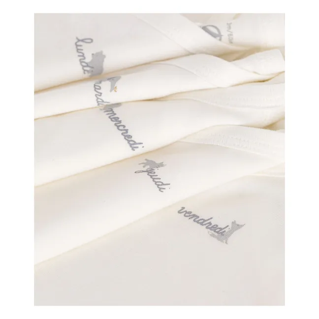 Set of 5 Birth Bodies Days of the Week Organic Cotton | Ecru