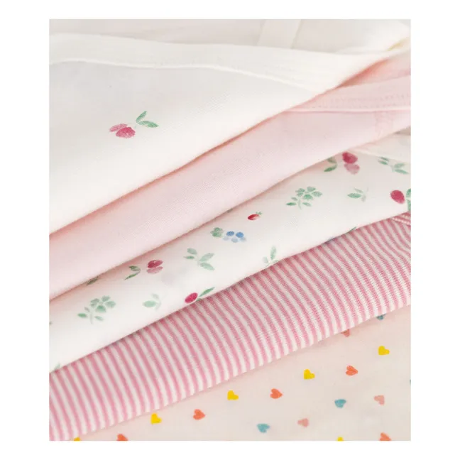 Set de 5 Body de Parto de Algodón Ecológico Cereza | Rosa