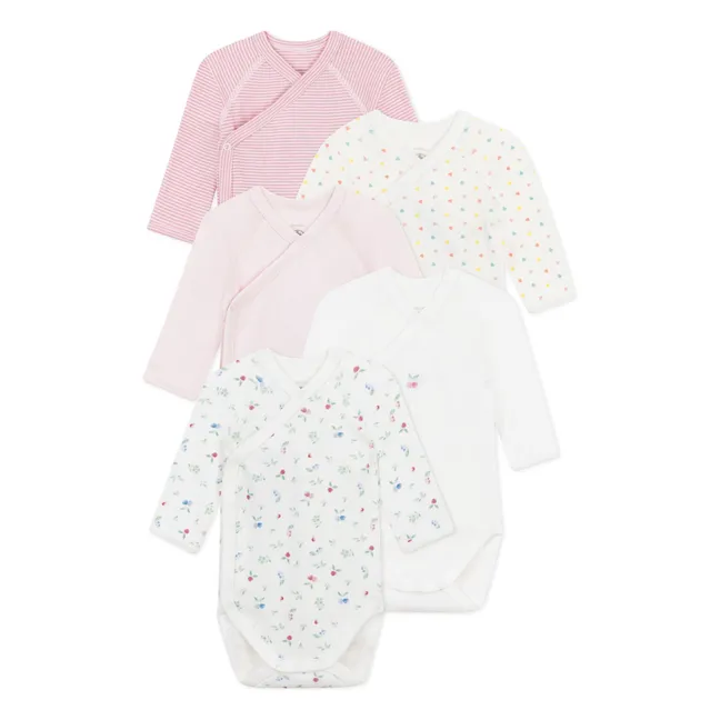 Set de 5 Body de Parto de Algodón Ecológico Cereza | Rosa