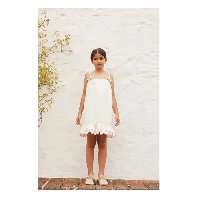 Rose Cerises Denim Coton Bio | Beige