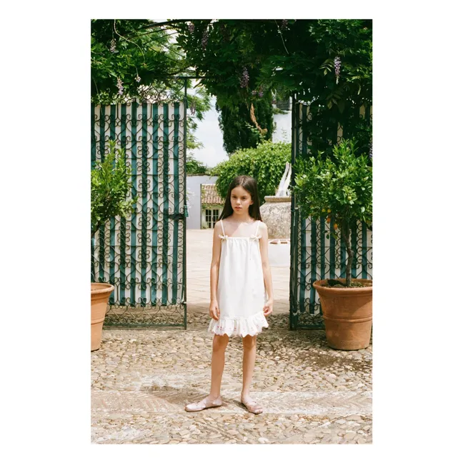 Rose Cerises Denim Coton Bio | Beige