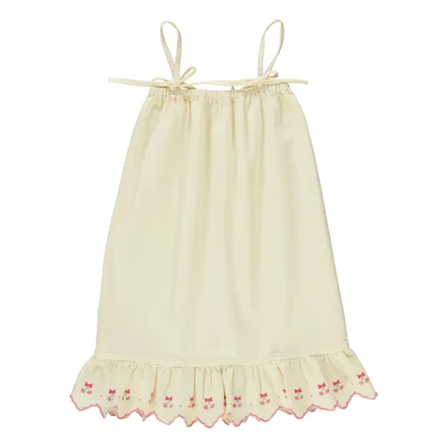 Rose Cerises Denim Coton Bio | Beige