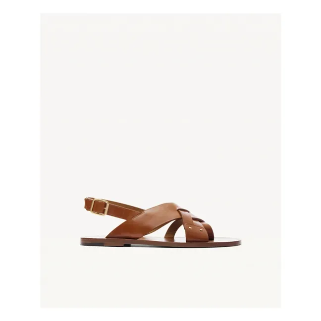Sandalen n°204 Leder | Cognac-Farbe