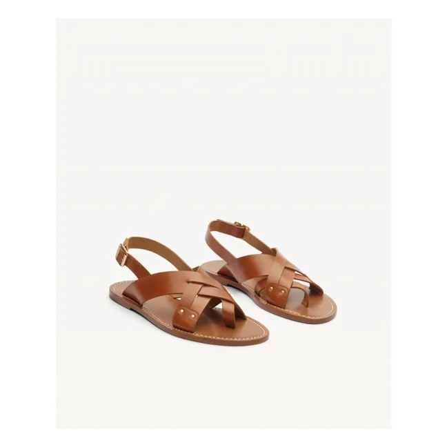Sandalen n°204 Leder | Cognac-Farbe
