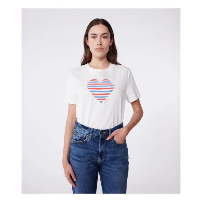 T-Shirt Herz Jersey Leicht Bio | Weiß