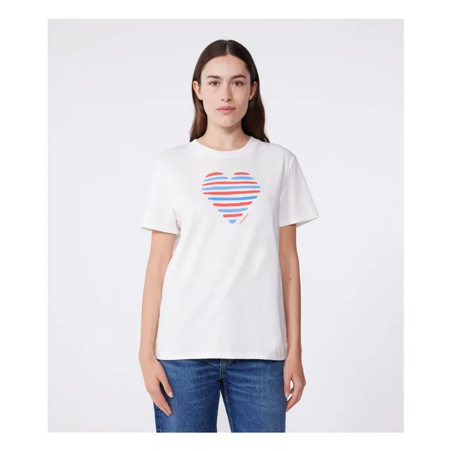 T-Shirt Herz Jersey Leicht Bio | Weiß