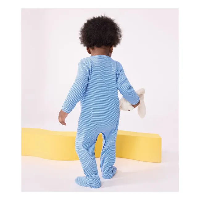 Bertin Organic Cotton Pyjamas with Feet | Blue