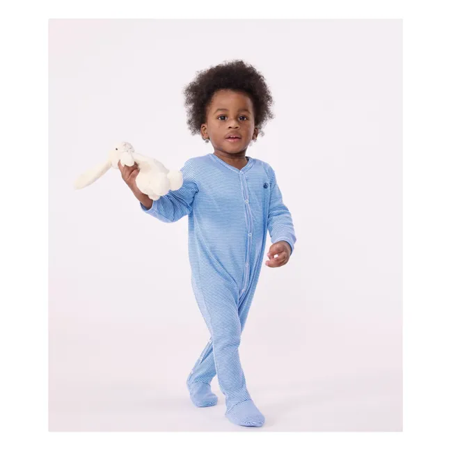 Bertin Organic Cotton Pyjamas with Feet | Blue