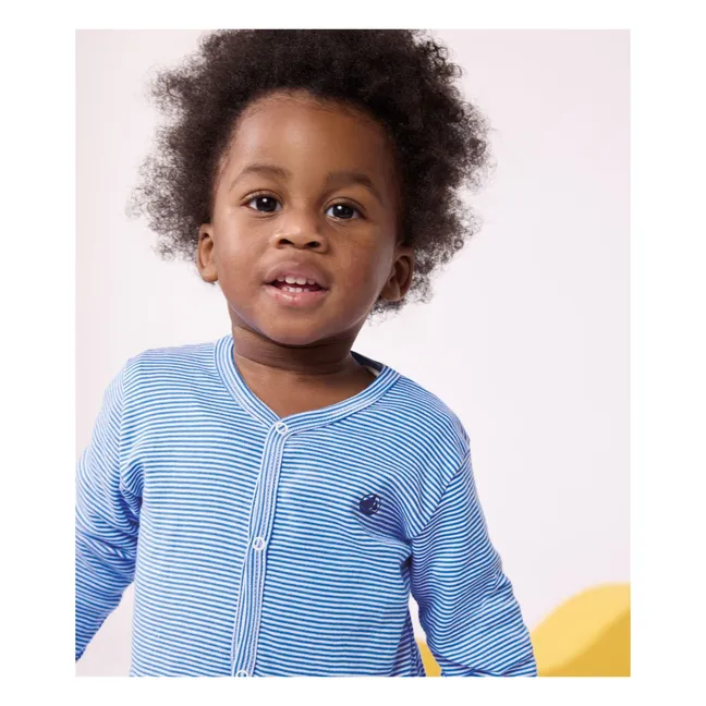 Bertin Organic Cotton Pyjamas with Feet | Blue