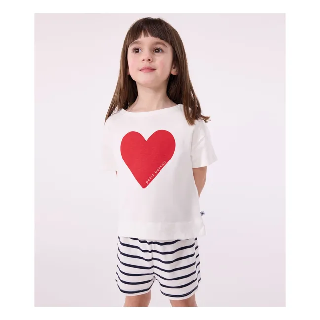 Pijama corto de algodón ecológico Bruneta | Blanco