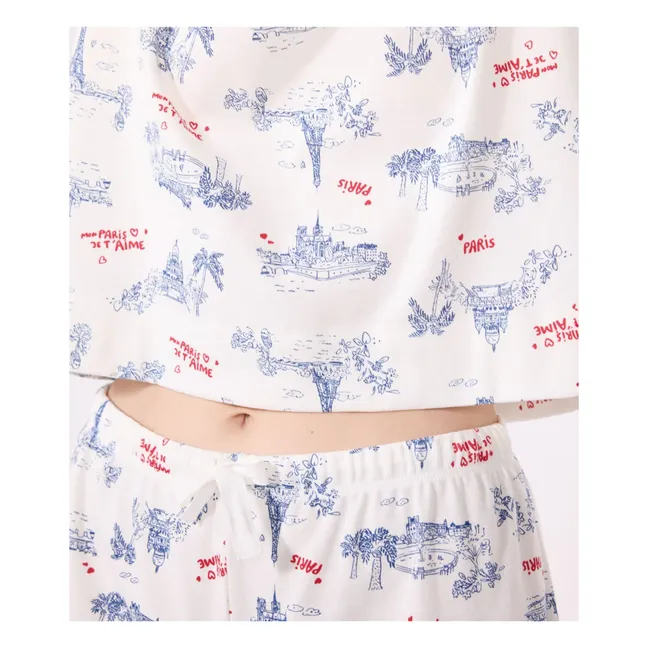 Pijama corto de algodón ecológico roto | Crudo