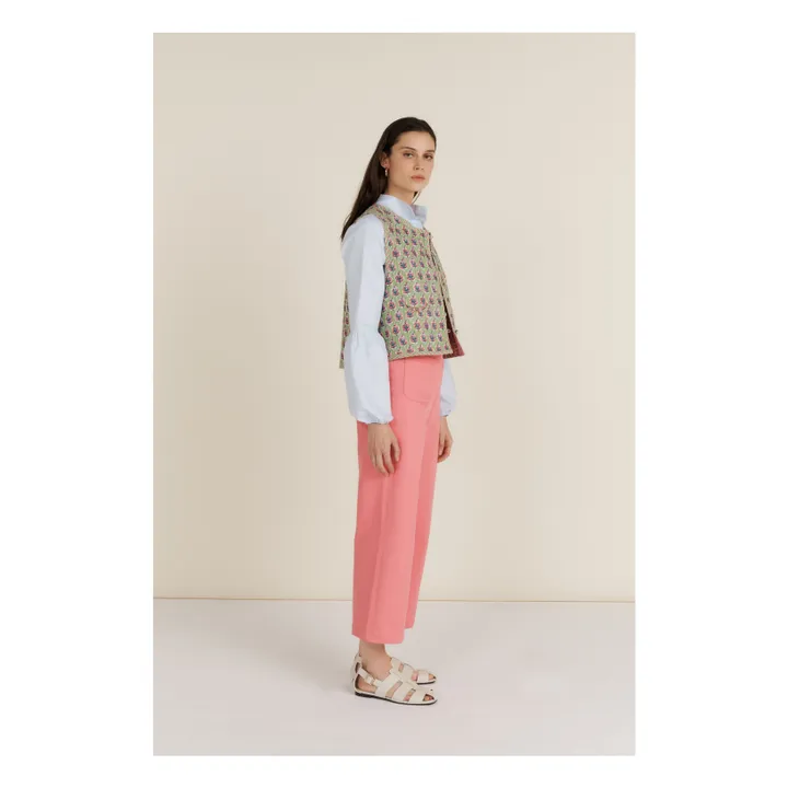 Veste Sans Manches Giverni Fleurs | Vert- Image produit n°3