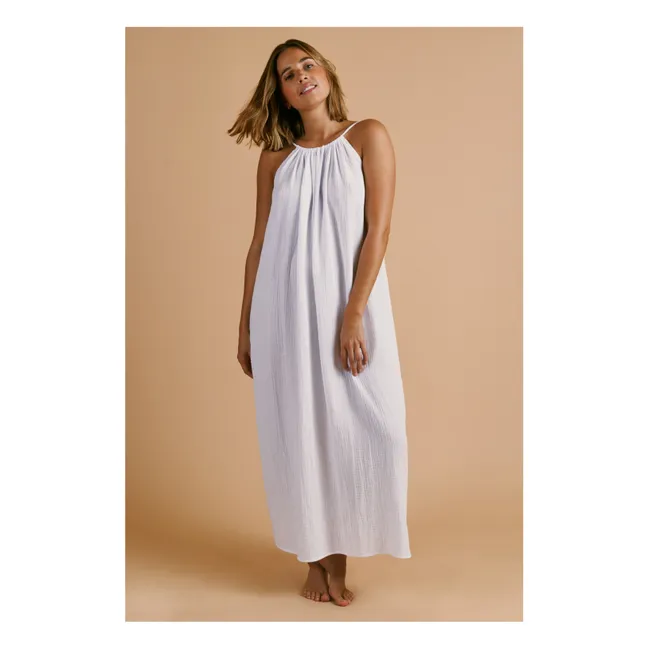 Cotton gauze halter dress | White