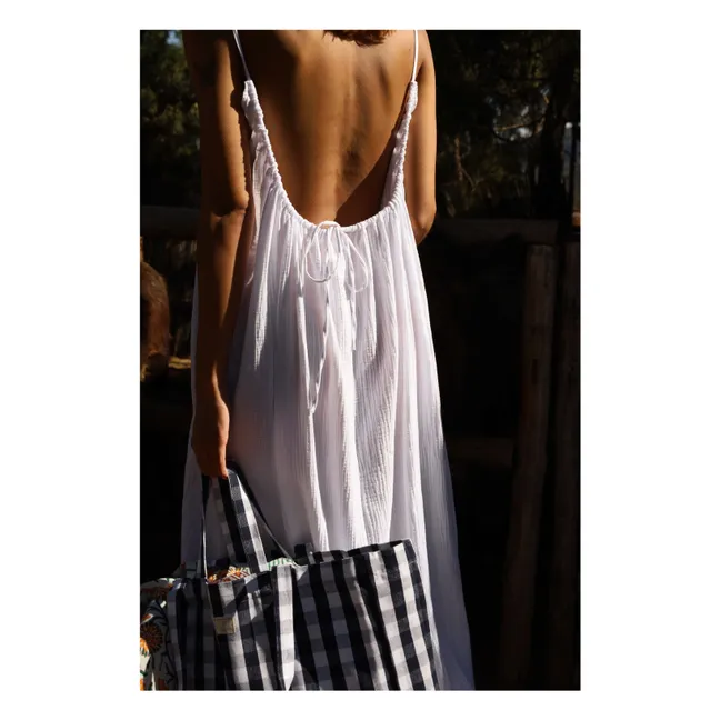 Cotton gauze halter dress | White