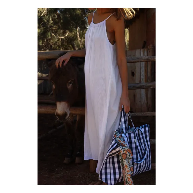 Vestido halter de gasa de algodón | Blanco