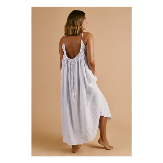 Cotton gauze halter dress | White