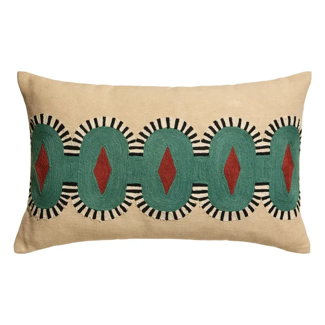 Coussin brodé Carat | Vert Cèdre