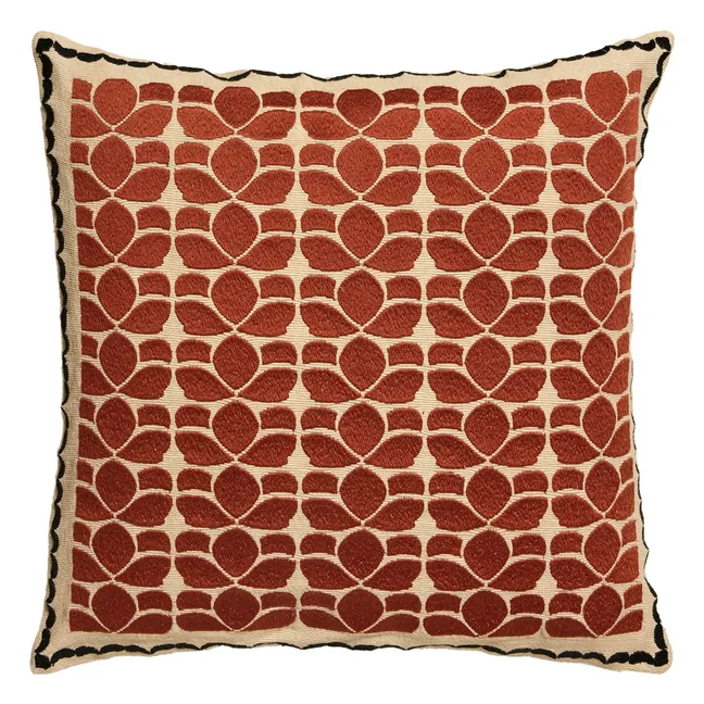Coussin brodé Flore | Terracotta