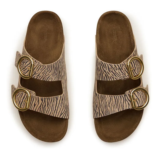 Mules n°62 Piel estampada cebra | Beige