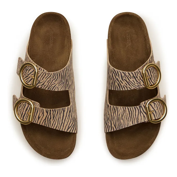 Mules n°62 Cuir Imprimé Zèbre | Beige- Image produit n°1
