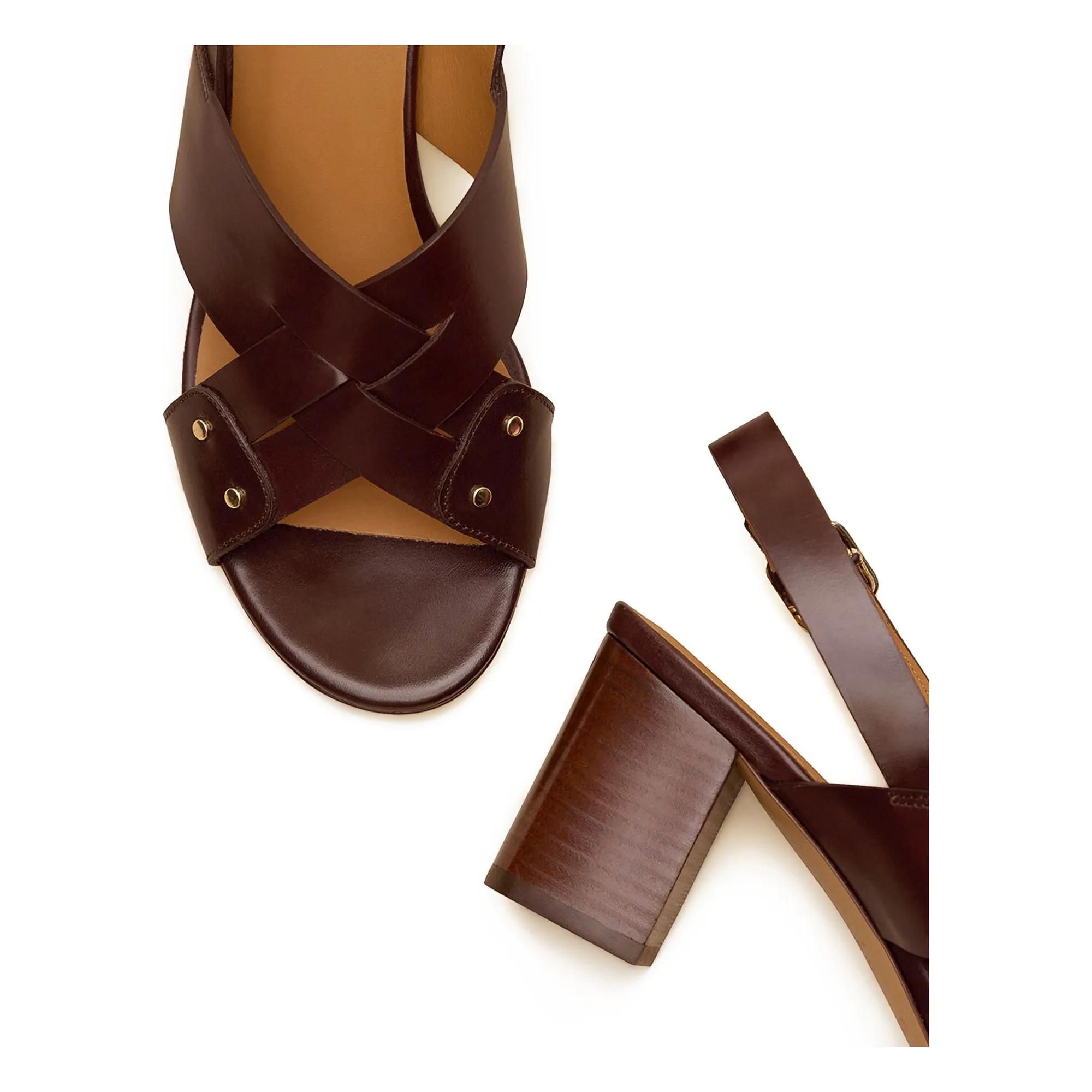Sandales n°688 Cuir | Ebène- Image produit n°1