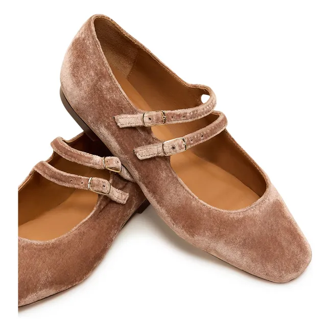 Ballerine n°128 Velours | Rose poudré