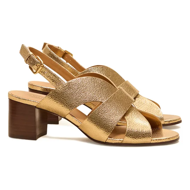 Sandali n°551 in pelle craquelé | Dorato