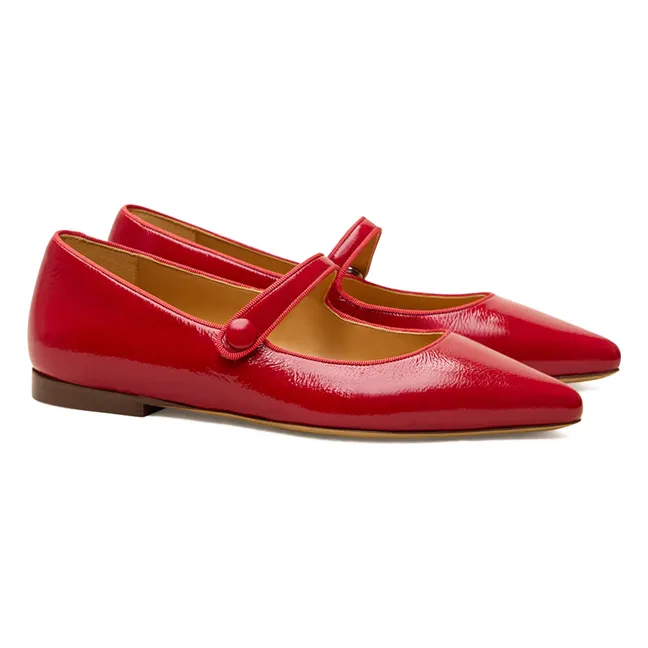Ballerines n°144 Cuir Vernis | Rouge