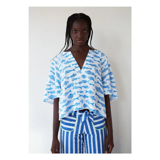 Blusa de algodón ecológico Soplo | Azul