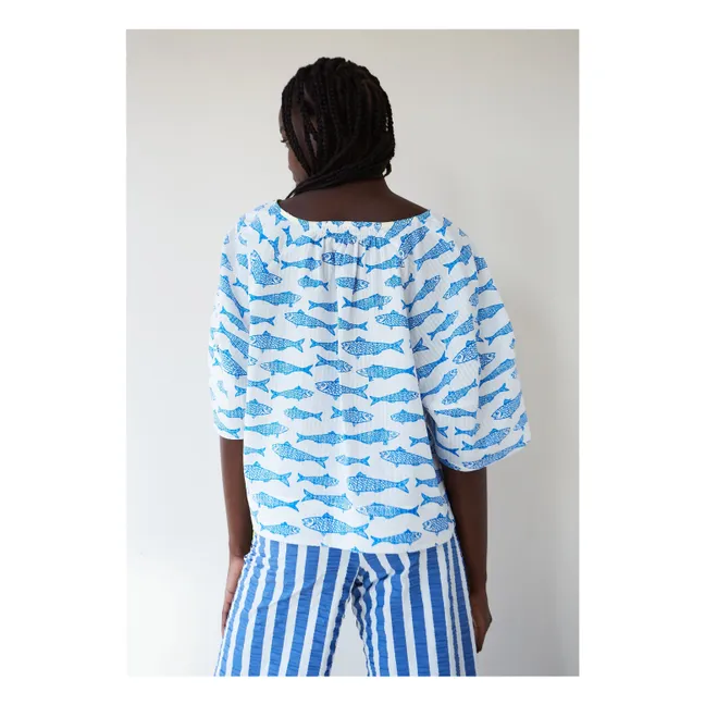 Blusa de algodón ecológico Soplo | Azul
