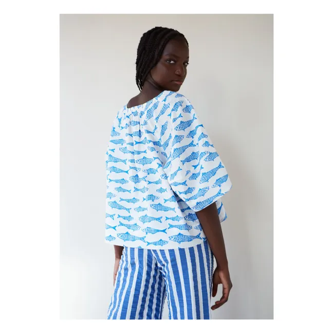 Blusa de algodón ecológico Soplo | Azul