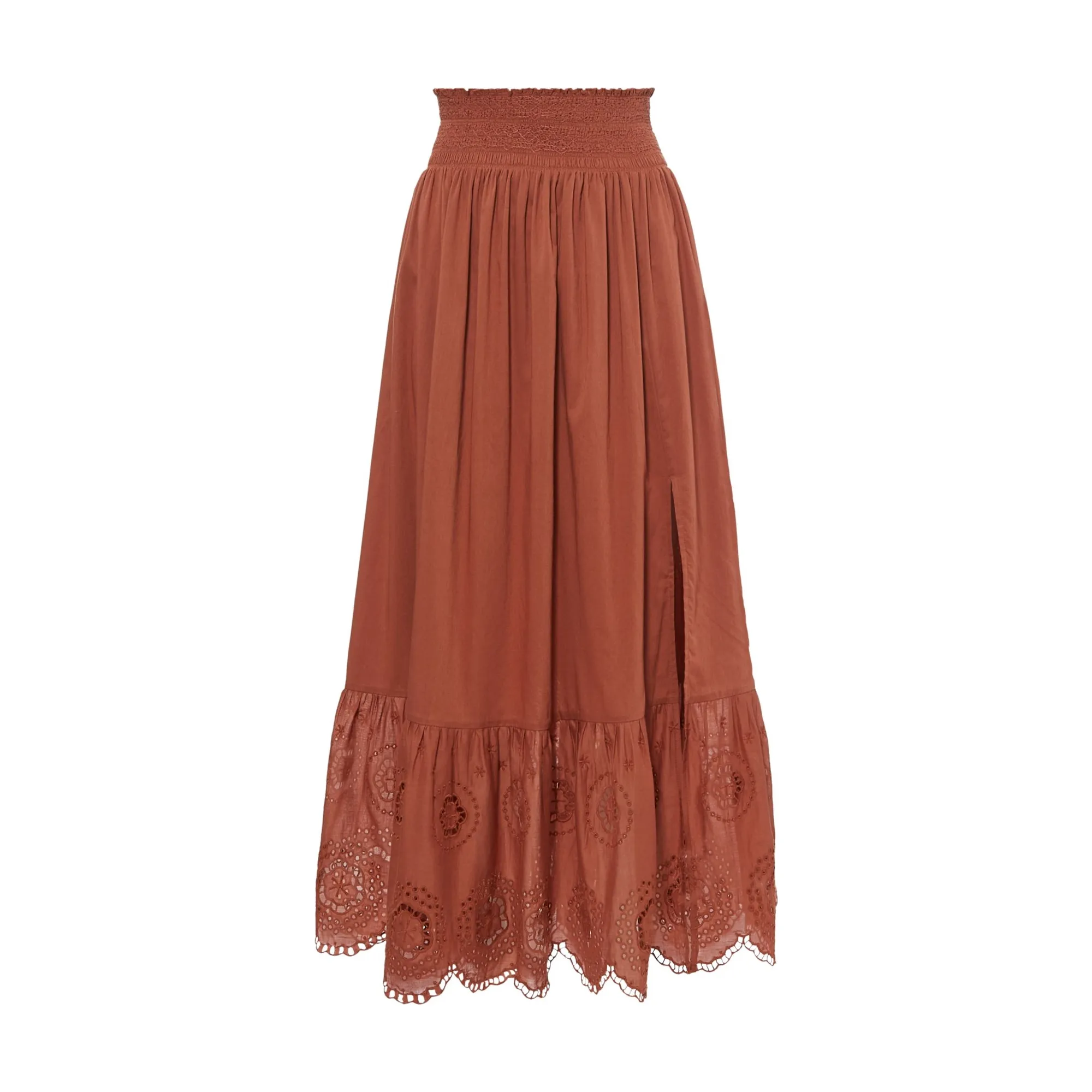 Alma Deia Siena Long Embroidered Skirt In Organic Cotton