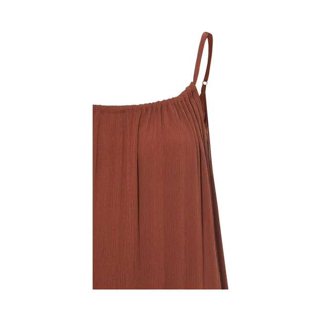 Langes Neckholder-Kleid aus Viskose | Braun