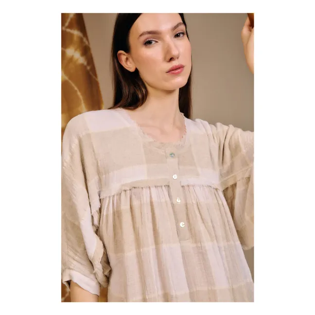 Kleid Sisalde Leinen und Baumwolle | Sandfarben