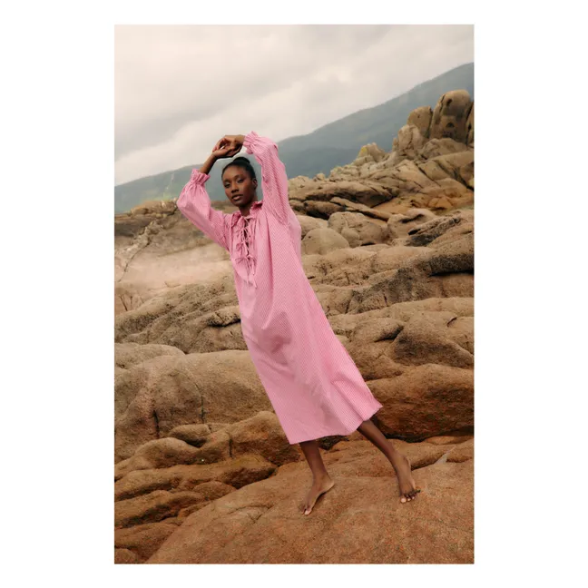Gestreiftes Parisienne-Kleid | Rosa