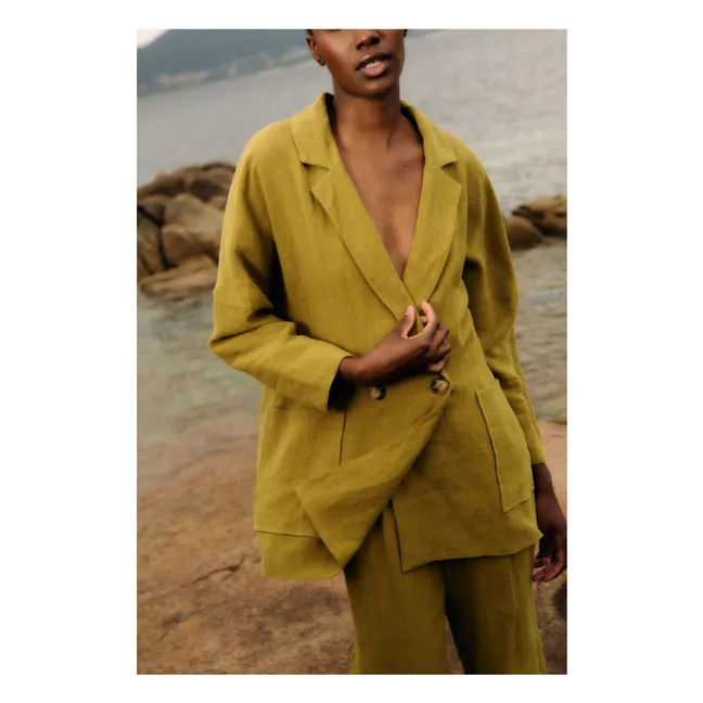 Selva Linen Jacket | Olive green