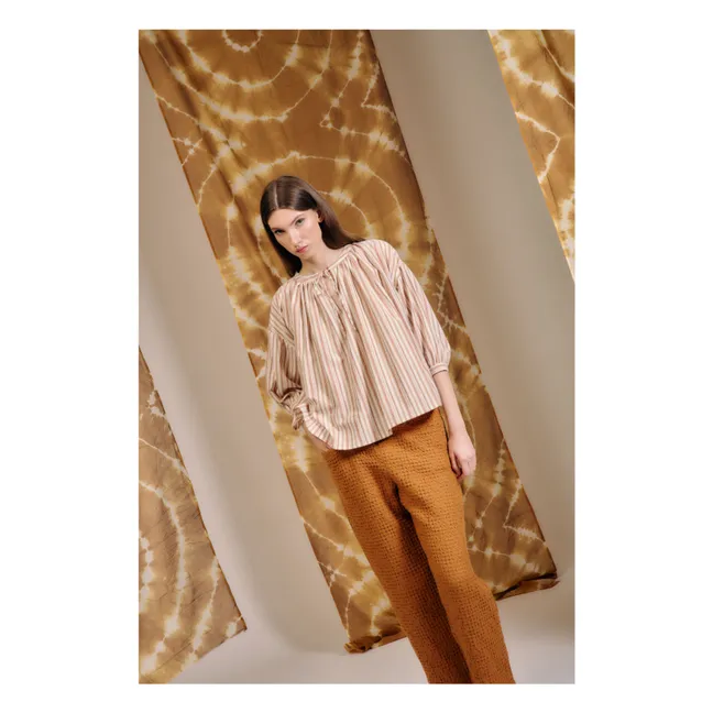 Bluse Cyclamen Gestreift | Terracotta