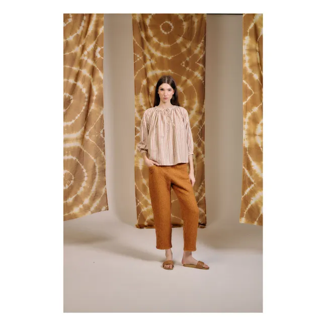 Bluse Cyclamen Gestreift | Terracotta