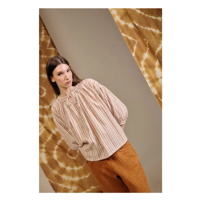 Bluse Cyclamen Gestreift | Terracotta