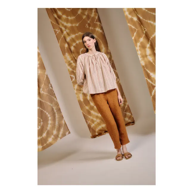 Bluse Cyclamen Gestreift | Terracotta