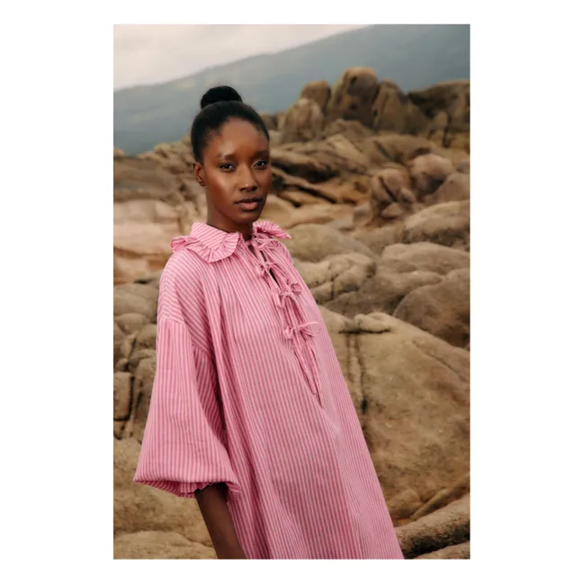 Gestreiftes Parisienne-Kleid | Rosa